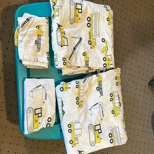Kids construction vehicle truck queen sheet set